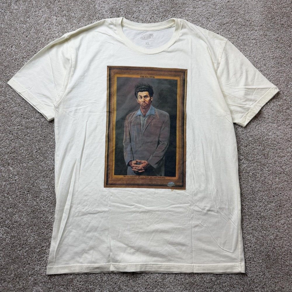 Seinfeld Kramer Portrait Shirt Mens XL White The Kramer TV Show Tee T-Shirt